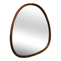 Miroir de forme organique avec cadre en bois foncé