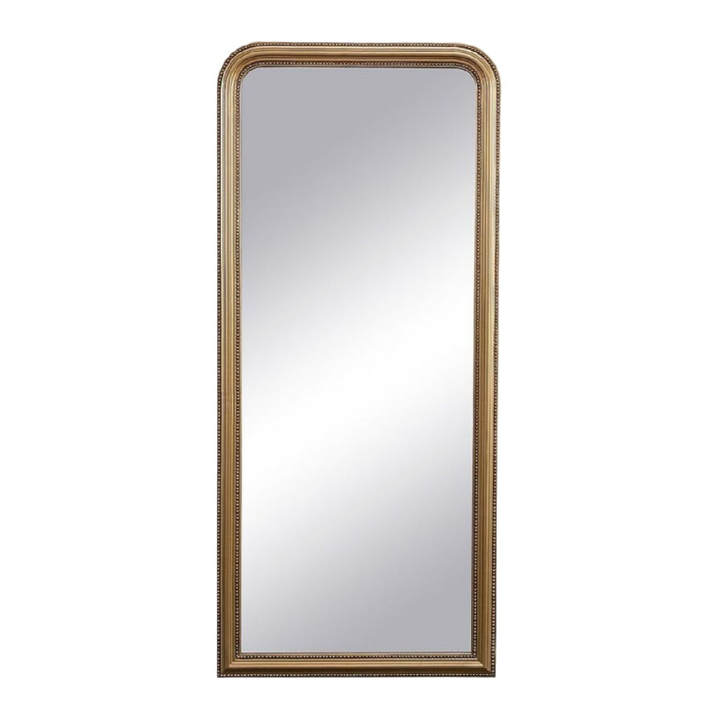 Miroir rectangulaire classique avec cadre doré à perles