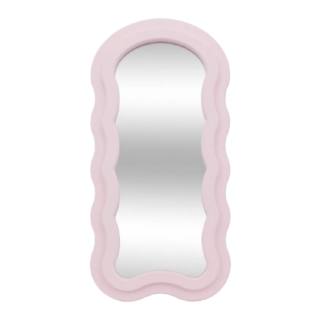Miroir rose avec cadre ondulé